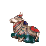 Brass Sitting Nandi Statue | 13" Width | Right Leg Raised | Traditional Stonework | Sacred Hindu Art | Premium Collection | Jaipurio